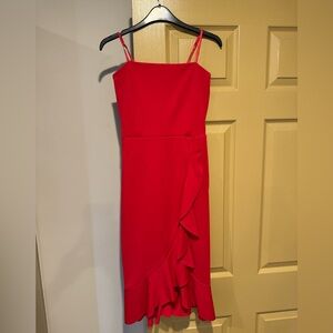 "Quiz" Midi Red Ruffle Dress